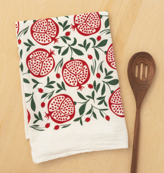 3 Embroidered Hand Towels - Pomegranates